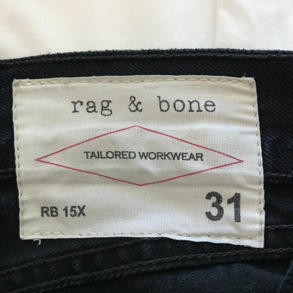 Rag & Bone RB15x Tailored Workwear Jeans Men 31x25 Black Mid Rise Button Fly - Picture 3 of 12